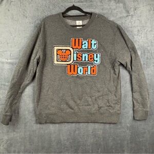 Disney Gray Crewneck Sweater with Colorful Logo